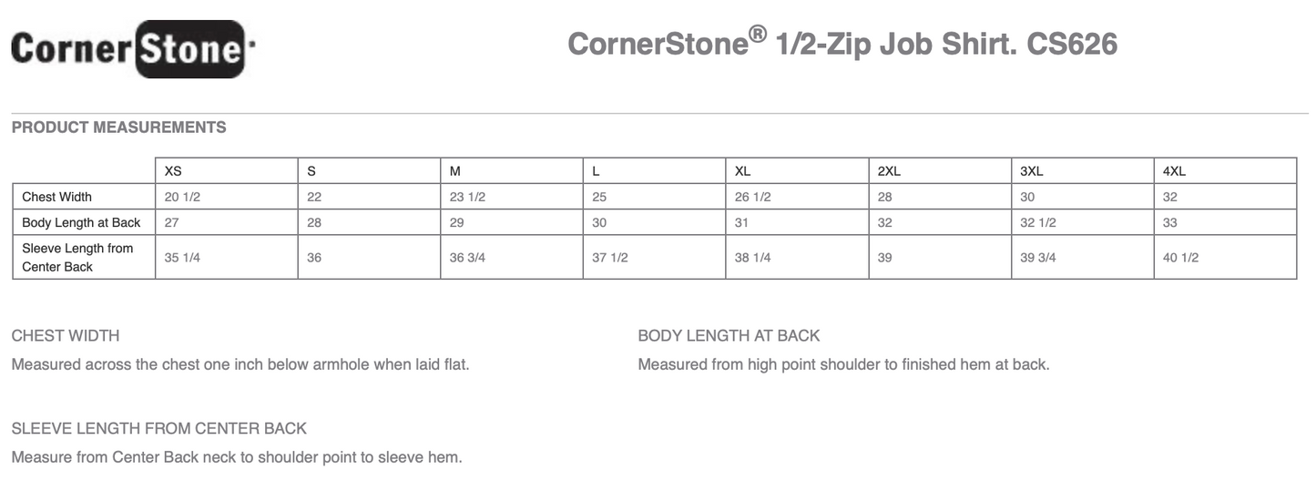 CornerStone 1/2-Zip Job Shirt Unisex