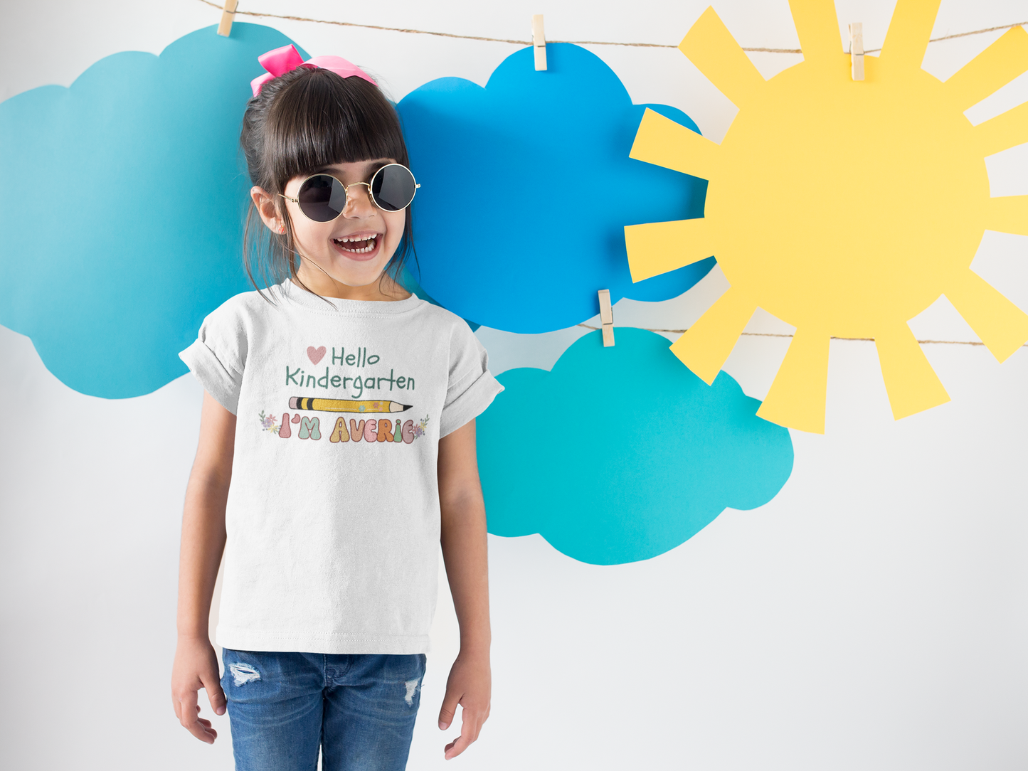 Youth Hello Kindergarten Custom Name T-Shirt