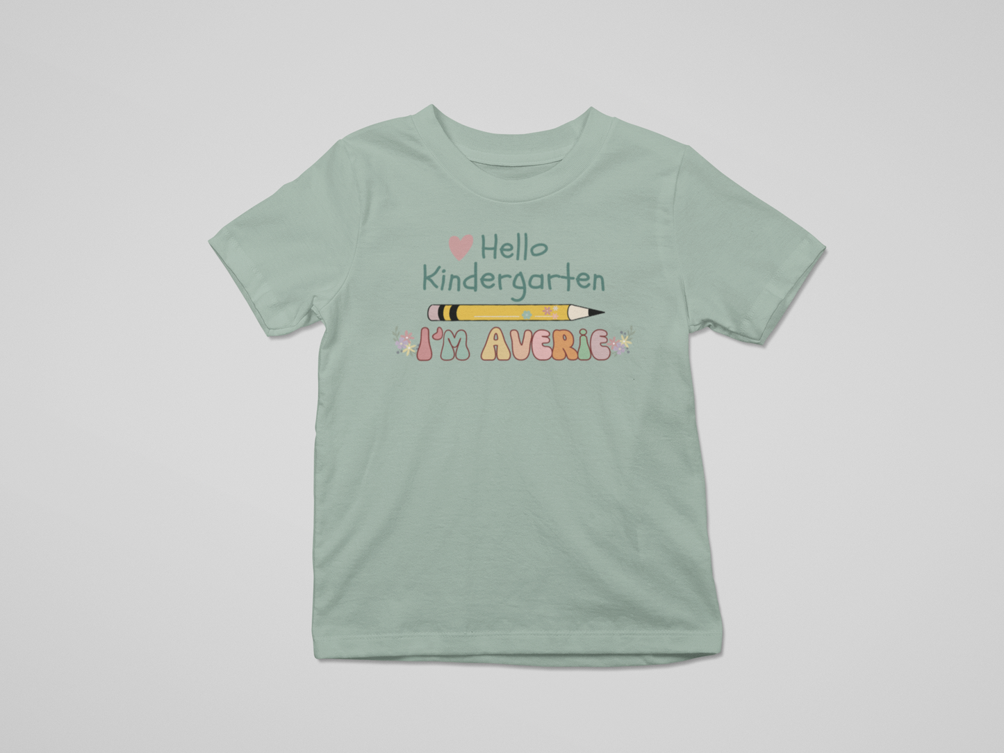 Youth Hello Kindergarten Custom Name T-Shirt