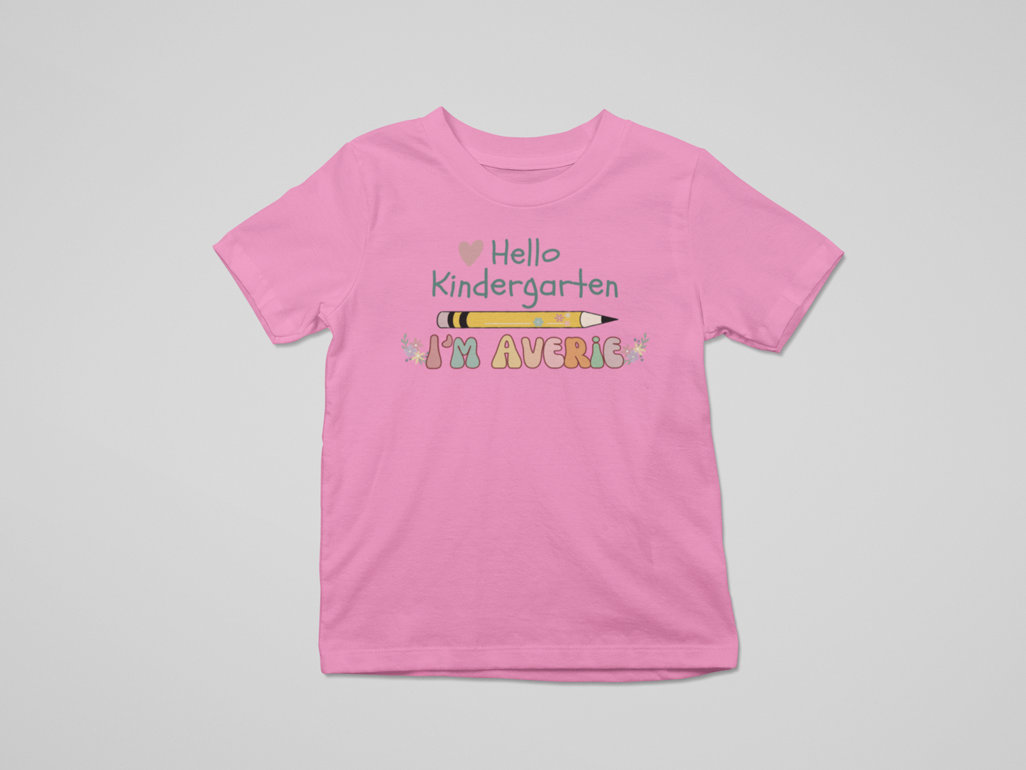 Youth Hello Kindergarten Custom Name T-Shirt