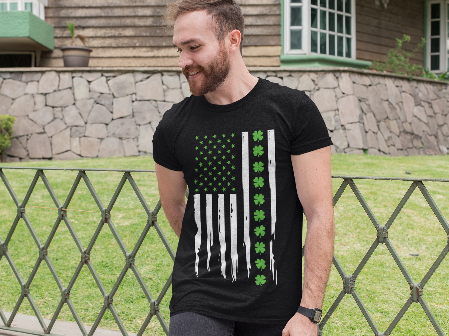 Men St. Patrick's Day USA Flag T-Shirt
